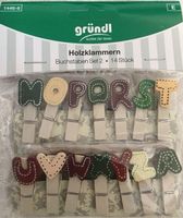 14stück Holzklammern & Hanfseil Buchstaben Klammer deco