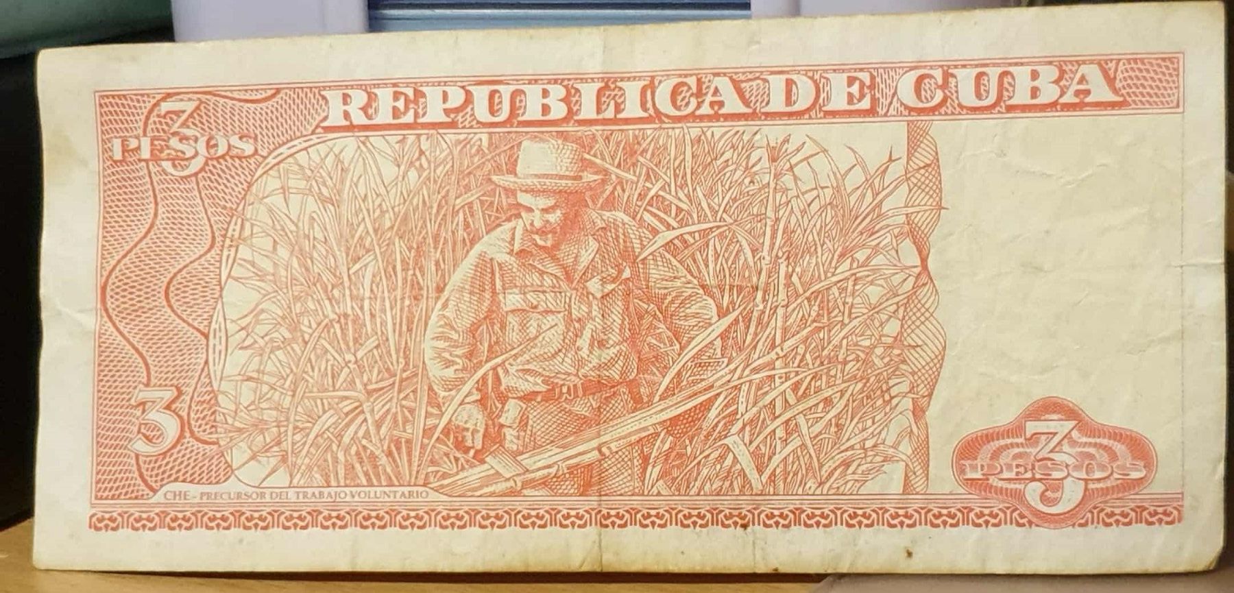 Banknoten: Billet de 3 pesos CHE GUEVARA – Gebraucht aus SAXON von Mariposita1428 1