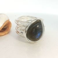 Statement Spaghetti Ring mit Labradorit – Gr 58