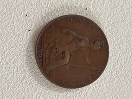 Originale One Penny Muenze von 1908