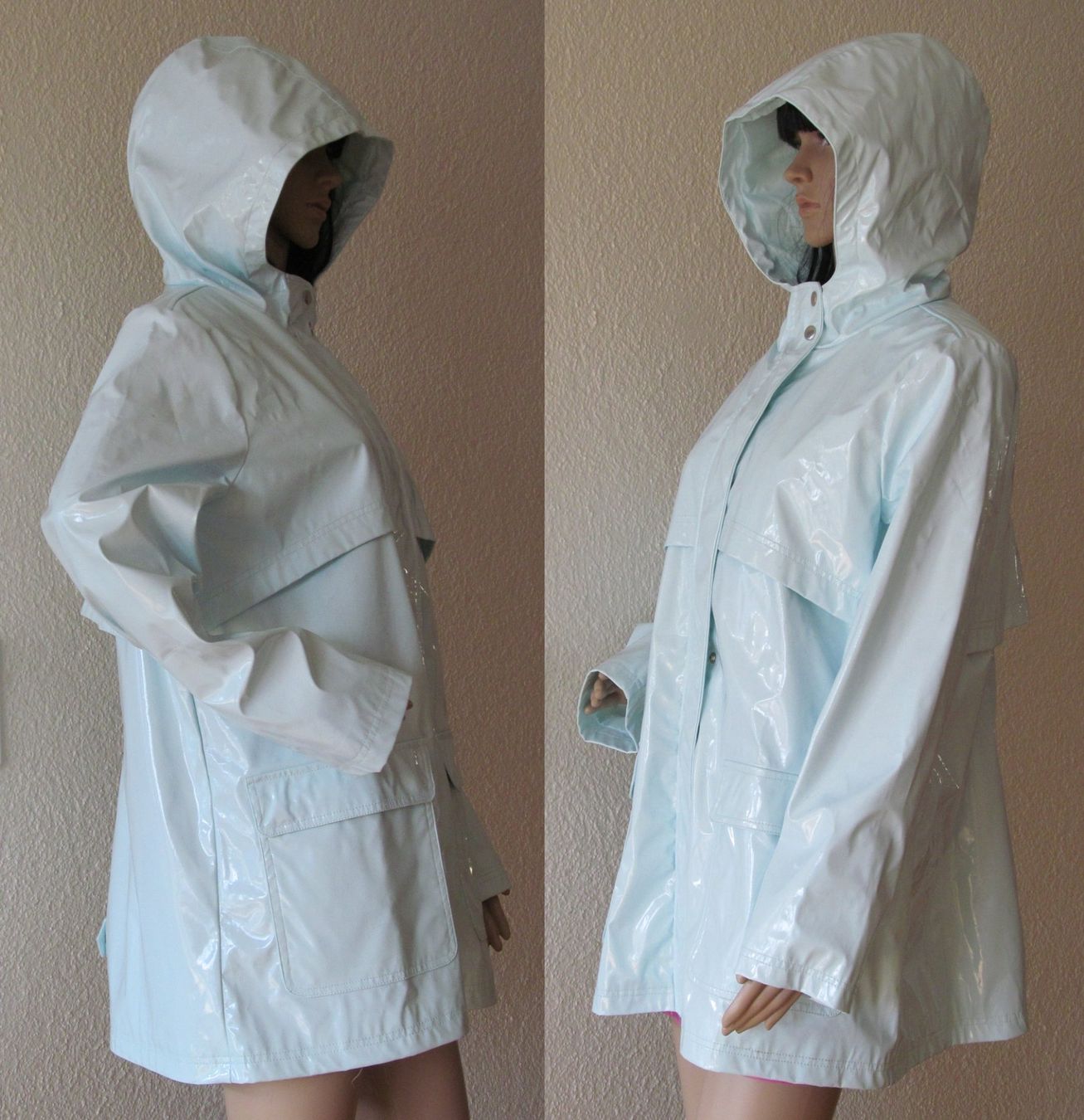 Asos Cappotti: eisblau hellblauer Lackmantel Regenmantel Asos Gr.42 – Usato da Münchenbuchsee venduto da lu-99 1