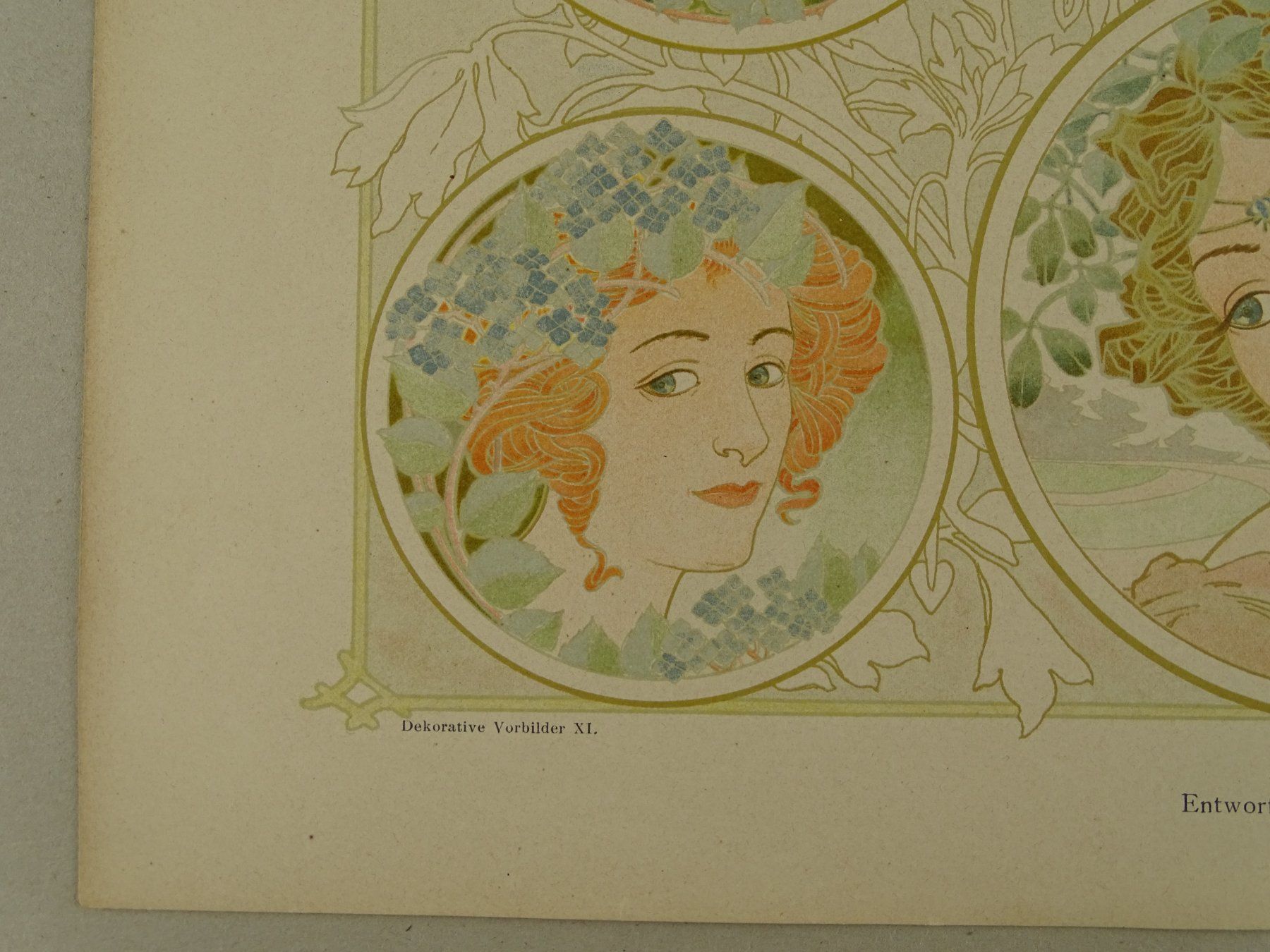 Grafica & Litografie: JUGENDSTIL MODERNE MEDAILLONS, WEIBLICHE KÖPFE – Usato da Grüningen venduto da Kartensammler 7