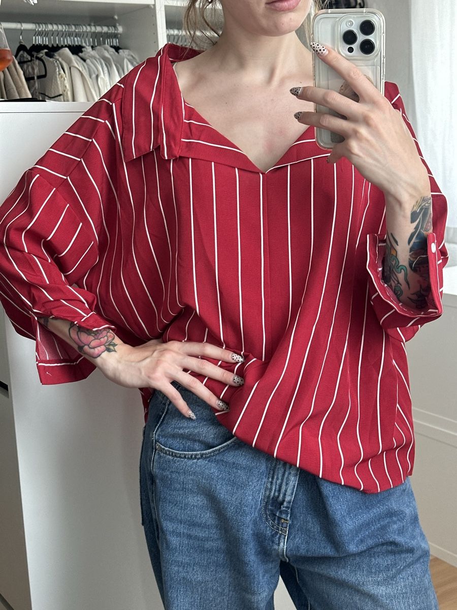 Camicette: Damen Bluse rot weiss gestreift Grösse S/M – Usato da Frauenfeld venduto da vanyllua