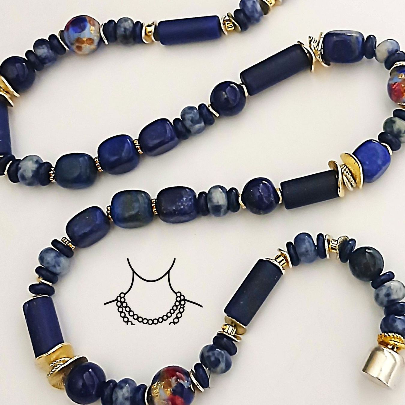 Ketten: Statement Lapislazuli  Murano Halskette  Unikat Silber – Neu und originalverpackt aus Lütisburg von Emarra