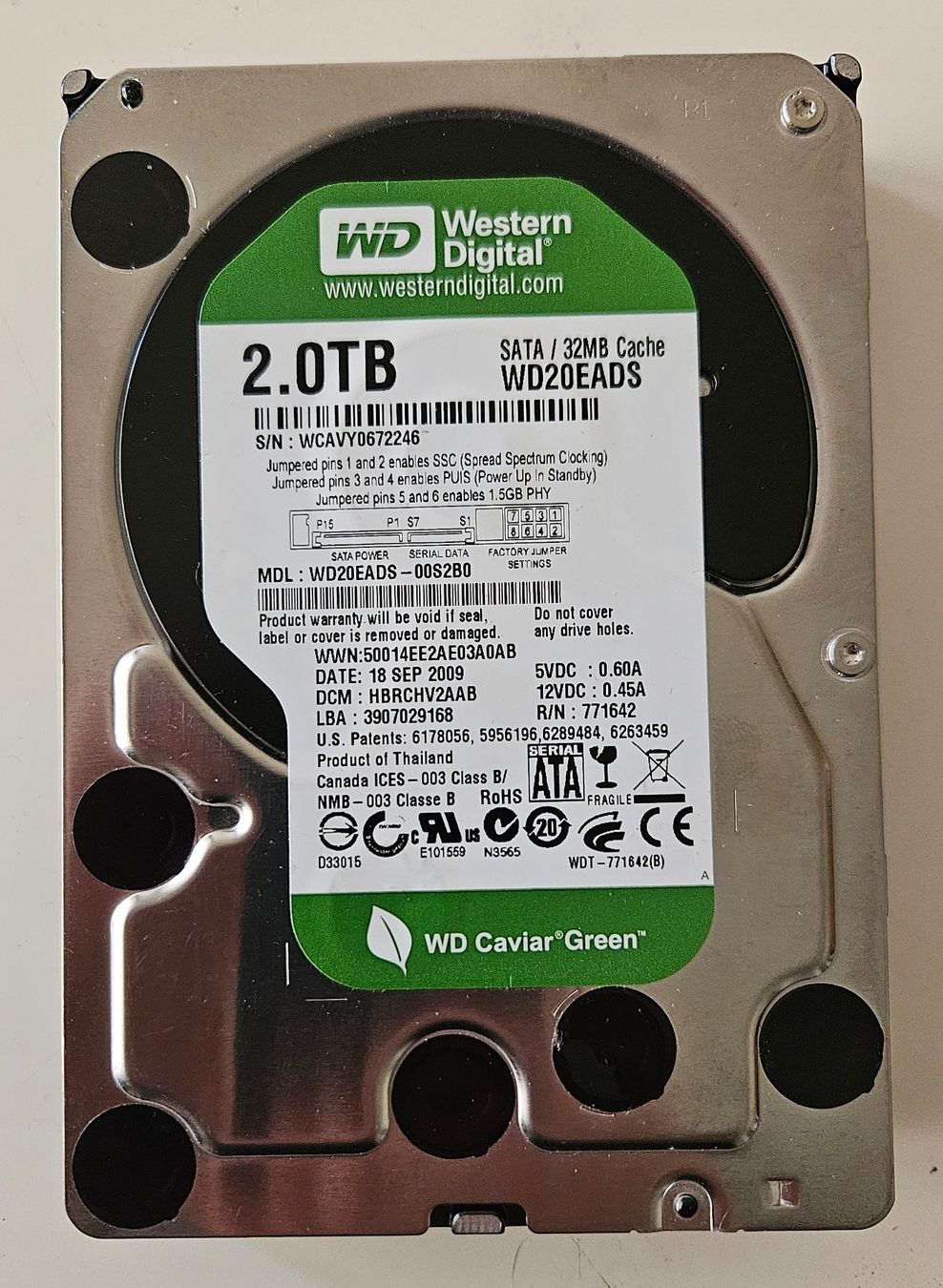 Western Digital Dischi rigidi: 2TB WD Green WD20EADS – Usato da Lausanne venduto da FamilleCool