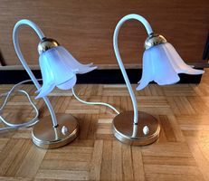 Lampes chevet tulipe 1982 - laiton et verre/état impeccable!