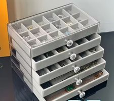 Schmuck Box mit 5 Schubladen (grau)