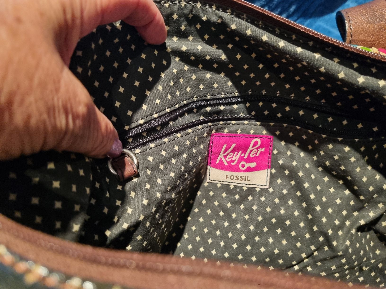 Fossil Borse da donna: Fossil Tasche bunt gemustert Leder Henkeltasche  – Nuovo (secondo la descrizione) da Aesch BL venduto da mutti04 3