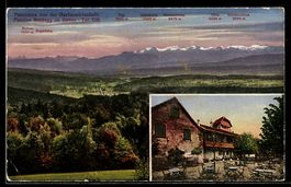 AK Baden, Gasthaus-Pension Baldegg ob Baden, Panorma vom Gas
