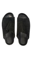 Rundholz Pantolette Sandale schwarz Leder Gr. 39