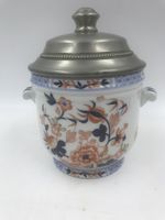 Tabatière antique en porcelaine et couvercle en étain