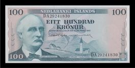 Iceland 100 Kronur 29.03.1961 ungefalten