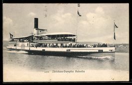 AK Zürichsee-Dampfer Helvetia in Fahrt