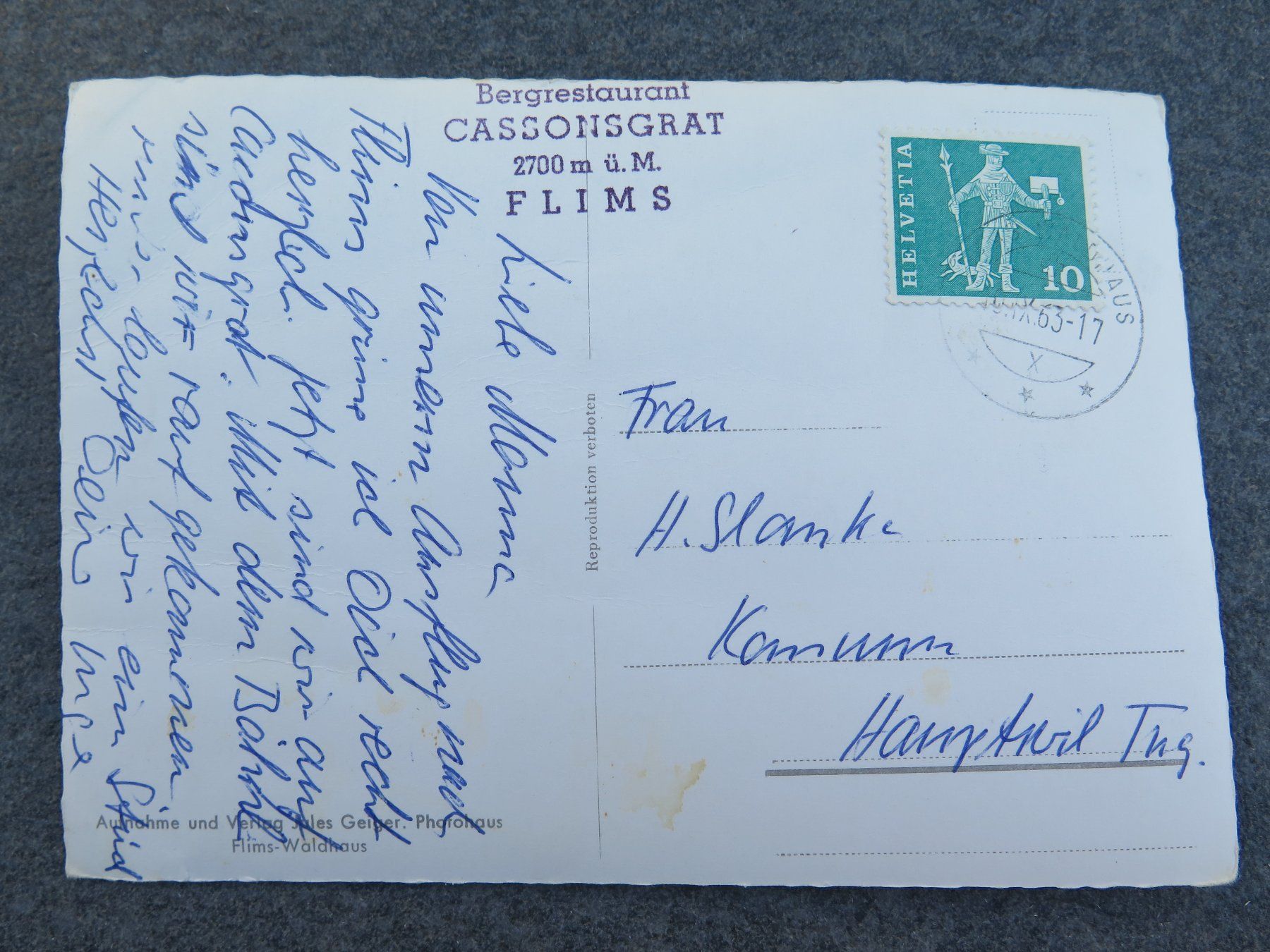 Cartes postales: FLIMS - LUFTSEILBAHN NARAUS-CASONSGRAT – D'occasion à Wittenbach par lipasal 1