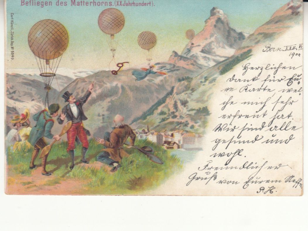 Cartoline postali: Matterhorn befliegen 1900 – Usato da Bürglen TG venduto da StampGraf