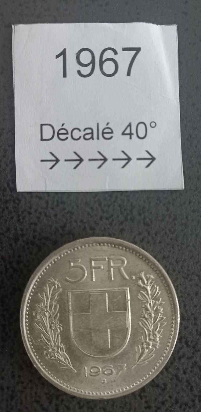 Tutti le monete: 5Fr 1967 décalée 40° RRRR – Usato da Réchy venduto da MorardRaph