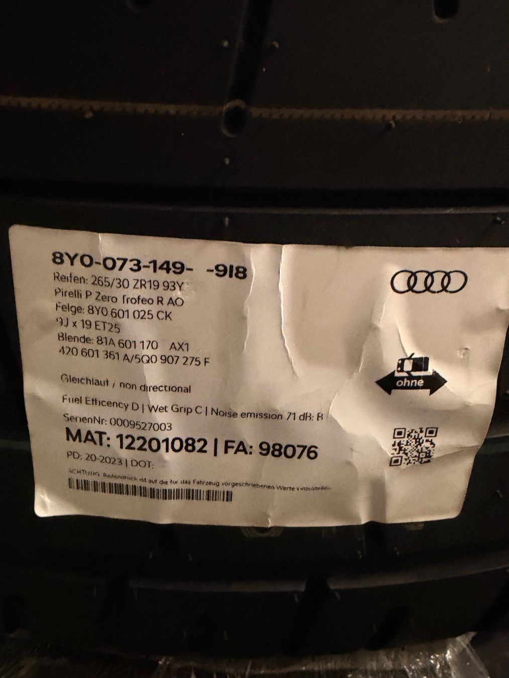 Audi RS3 8YA Kompletträder Semi Slick Reifen (Neu und originalverpackt ...