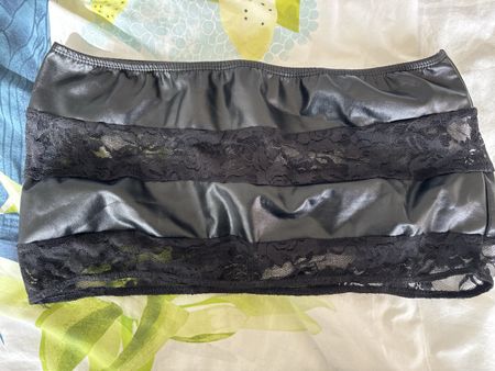 Mini-jupe en cuir & dentelle iEFiEL, taille XL, sexy!