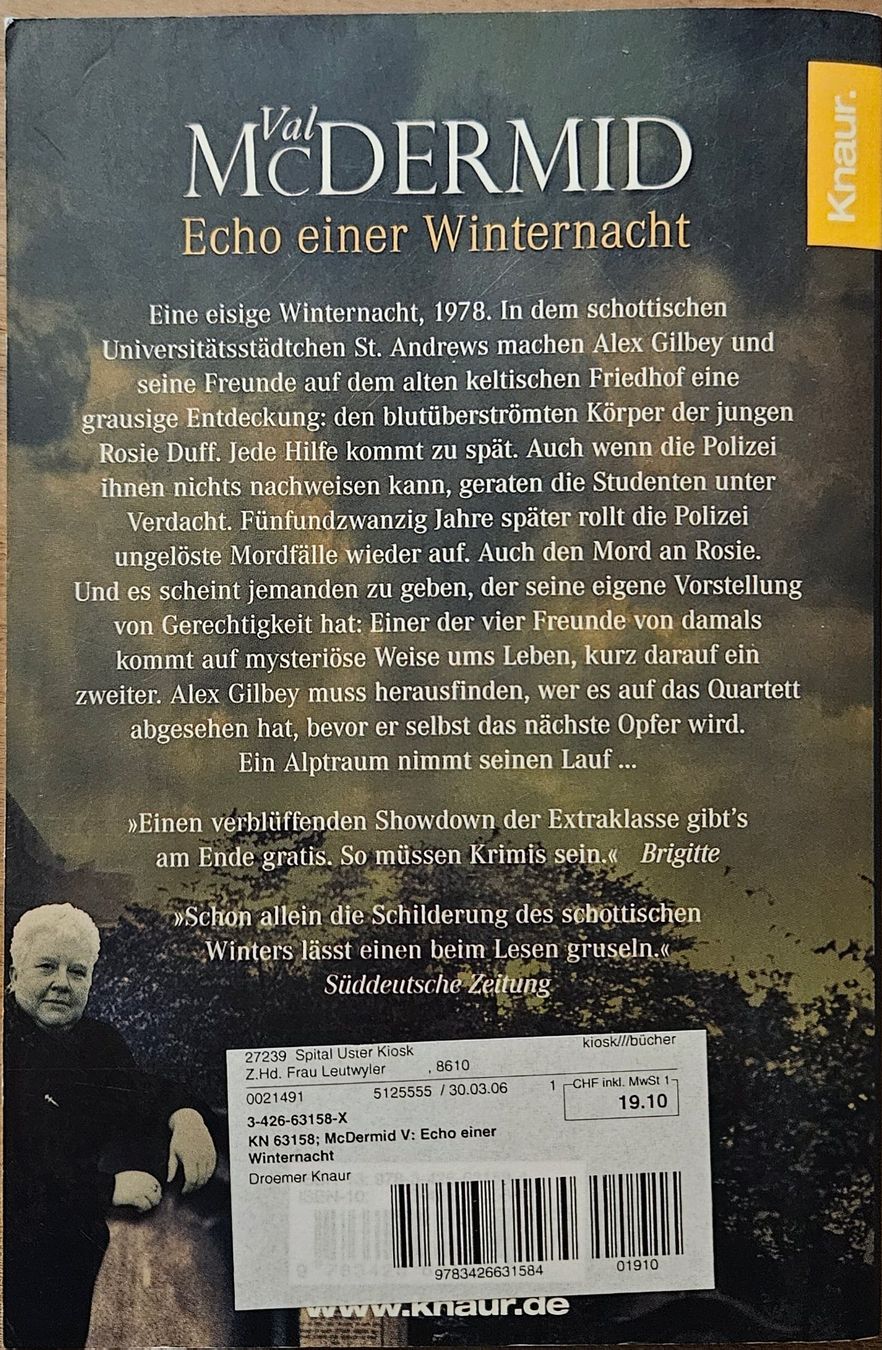 Libri: Val Mc Dermid - Echo einer Winternacht - Band 1 – Usato da Hinwil venduto da brucha01 1