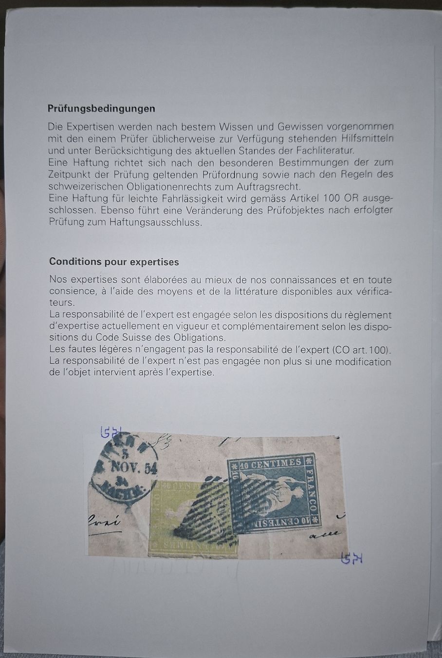 Tutti i francobolli: Strubel 23A.a / 26A.a Ausschnitt mit Gr. Attesr Kat. 3000.- – Usato da Balgach venduto da SIMEON27 3