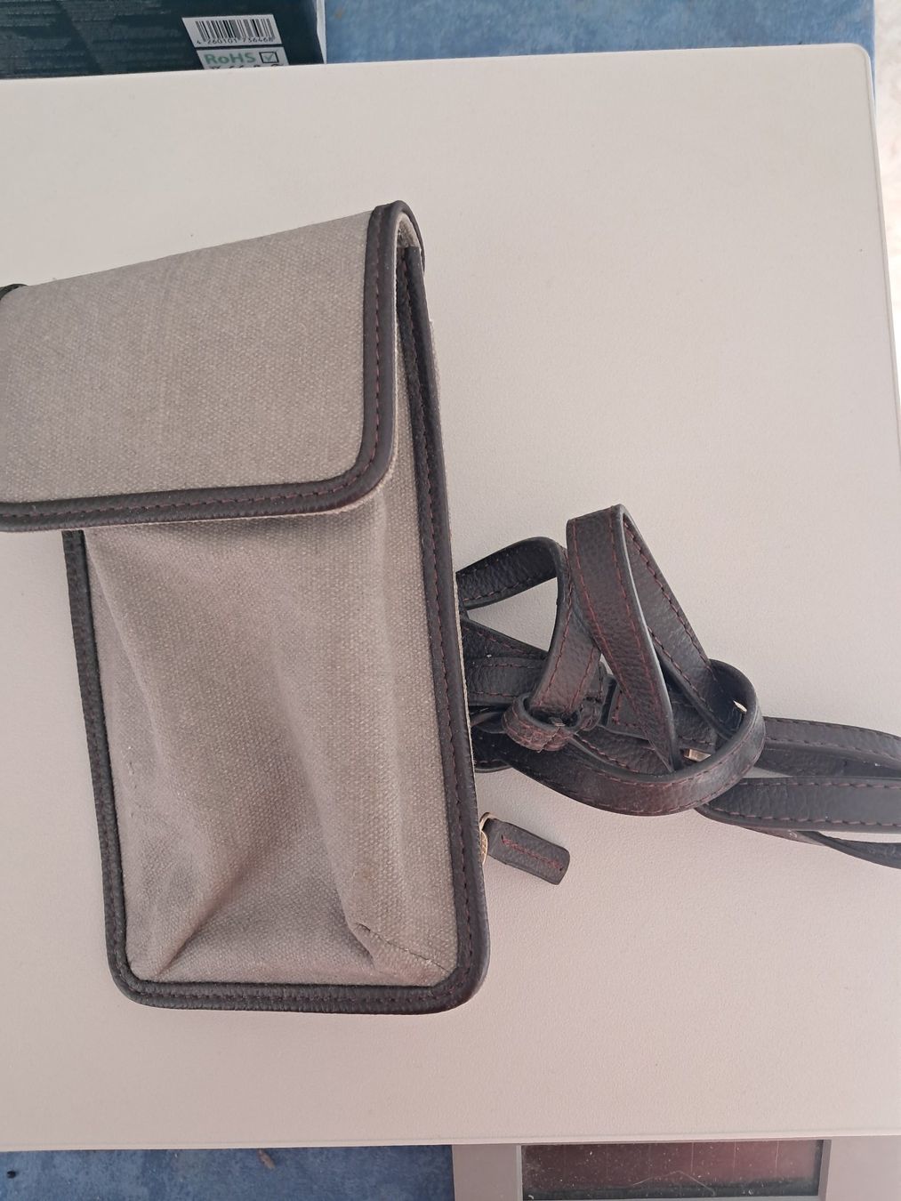 Borse: Handtasche aus Stoff, hellgrau mit dunklen Lederdetails – Usato da Wallisellen venduto da Cyberfuexli