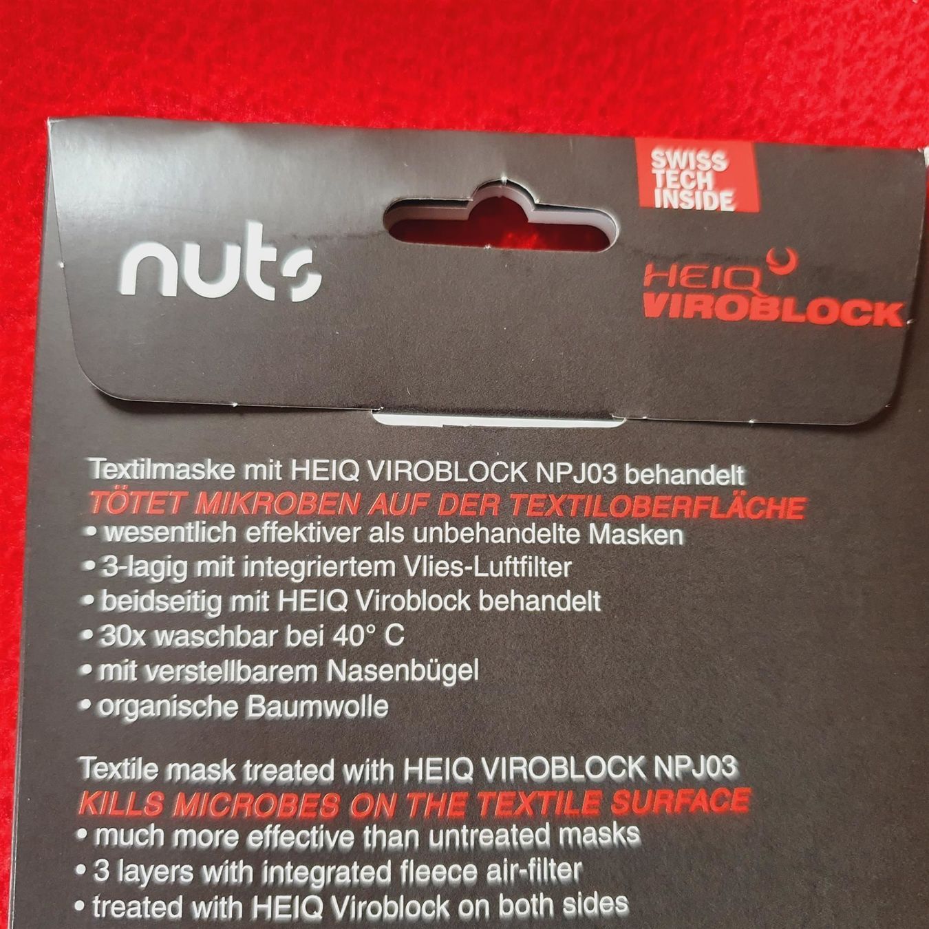 Gesichts- und Gehörschutz: nuts Textilmaske mit HEIQ Viroblock blau – Neu und originalverpackt aus Winterberg ZH von Gemini63 2