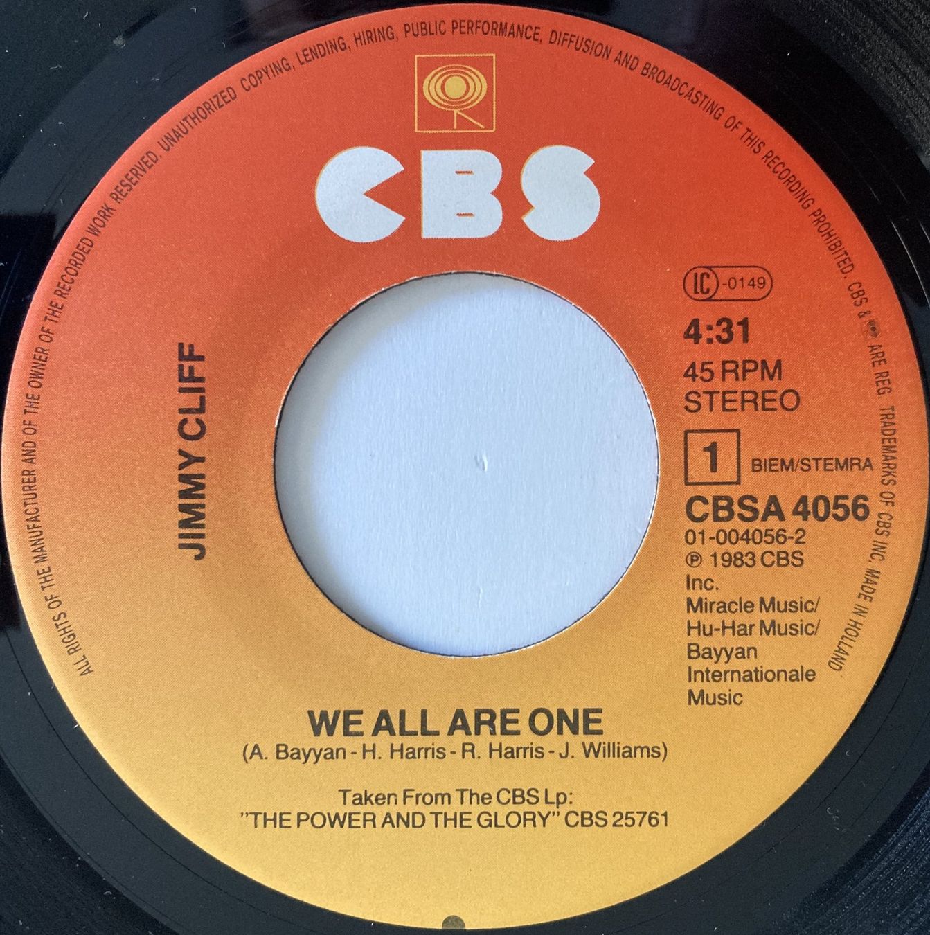 Dischi in vinile: JIMMY CLIFF - WE ALL ARE ONE – Usato da Bottens venduto da hotter-than-hell 2