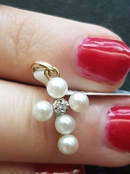 Catenine: 750 Goldkreuz, mit Brillant und Perlen – Nuovo (secondo la descrizione) da Unterägeri venduto da Altgoldschmuck 9