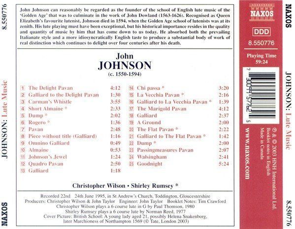 CD: Christopher Wilson, Shirley Rumsey - John Johnson – Usato da Engelberg venduto da margol 1