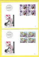 22.5.1992 FDC 2mal Comic Viererblöcke mit Originalumschlag