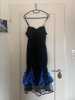 Vintage black blue velvet dress, M