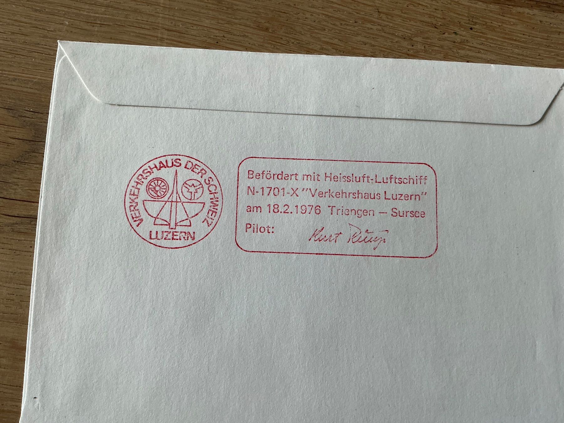 Tutti i francobolli: Luftschiff Luzern Brief, Ersttagsbrief 1976 – Usato da Hedingen venduto da Juniswiss 1