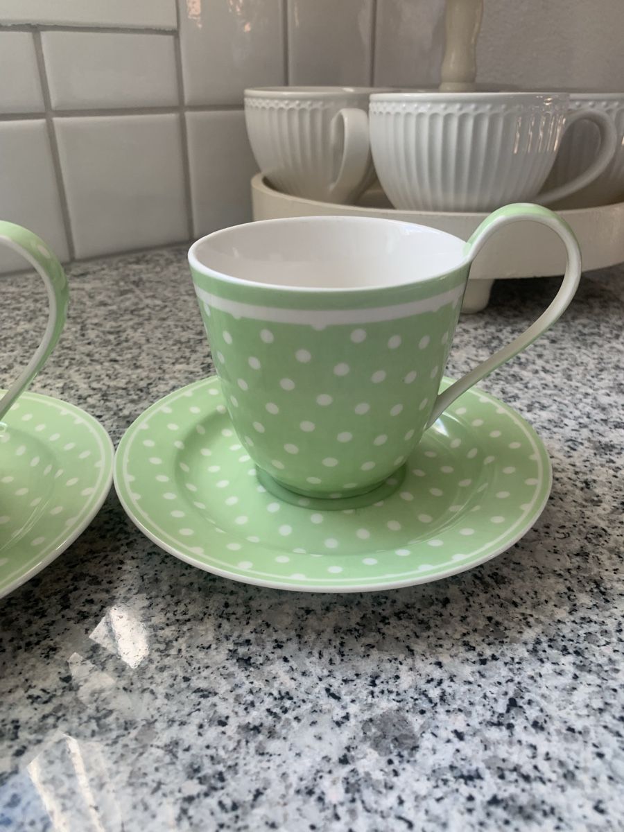 Greengate Tazze: 2 Greengate Tassen Dotty pale green – Usato da Ellikon an der Thur venduto da Bali1999 2