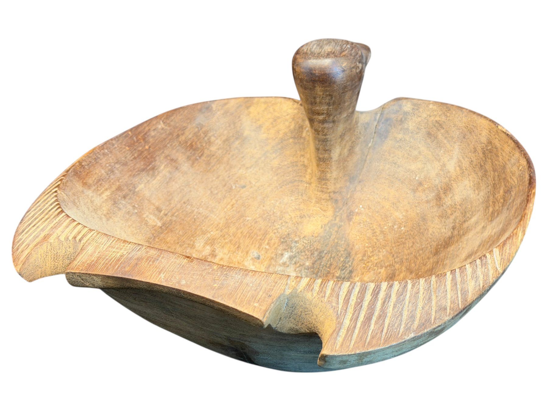 Ciotole: Superbe centre de table scandinave, canard en bois sculpté – Usato da Morges venduto da vintiques 9
