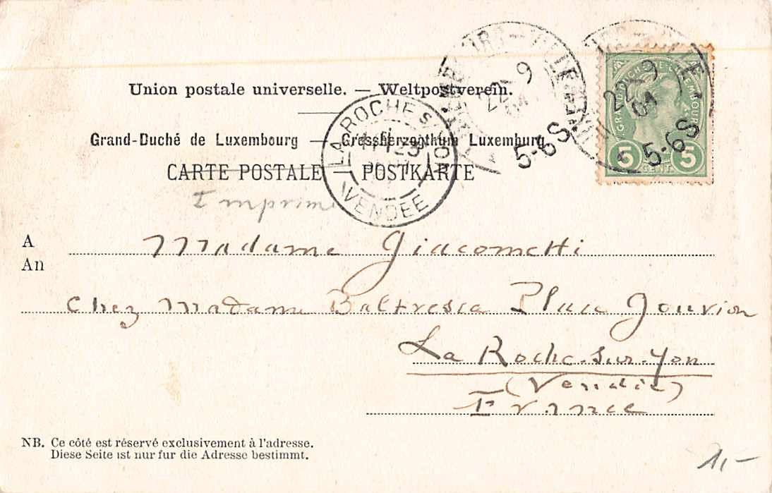 Cartoline postali: EXOTISCHE Ansichtskarten 2x LUXEMBOURG 1901 – Usato da Lufingen venduto da TopAnsichtskarten 1
