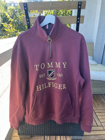 Tommy Hilfiger Pullover mit Reissverschluss bordeaux M Herre