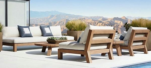 Set di tavolo e panche: Gartengarnitur 1 Sofa 2 Sessel 2 Tisch Teakholz Outdoormöbel – Nuovo e nell'imballaggio originale da Daisendorf venduto da Wohn-Kult