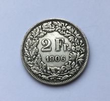 1906 2 Franken Silber ss+