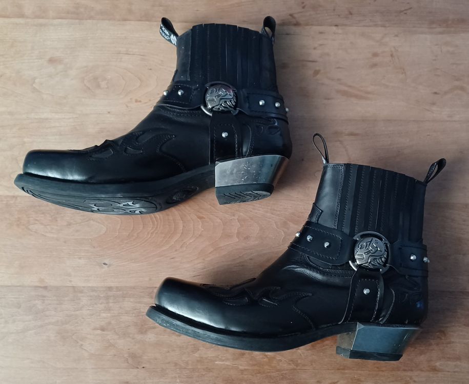 New Rock 1535-S1 Gothic Stiefel - Schwarze Leder-Stiefel Mit Metall-Spikes