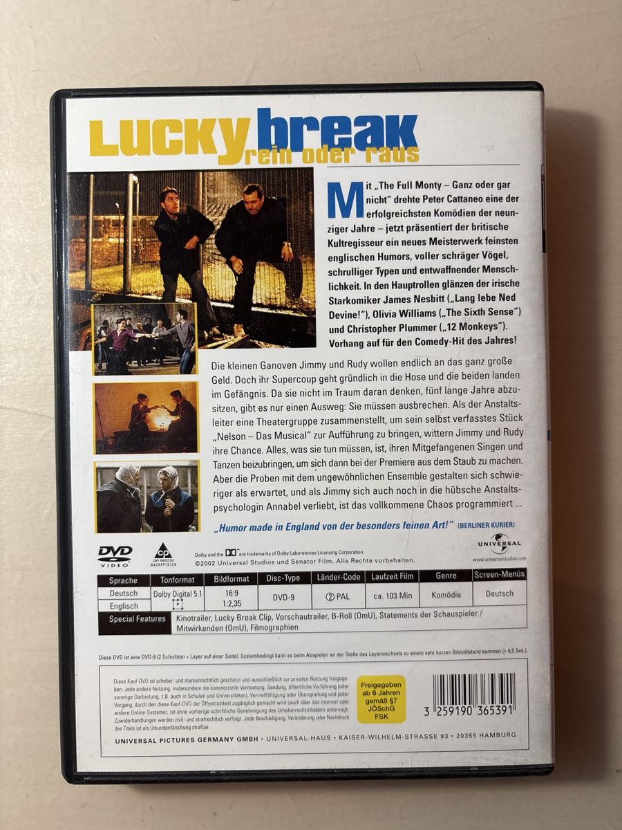 Tutti i DVDs: Lucky Break - Rein oder Raus  – Usato da Ruswil venduto da Slivio_ 1