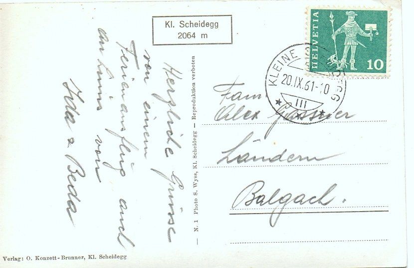 Cartoline postali: GRINDELWALD Kl. Scheidegg Hotels mit Jungfrau – Usato da Jona venduto da philajona 1