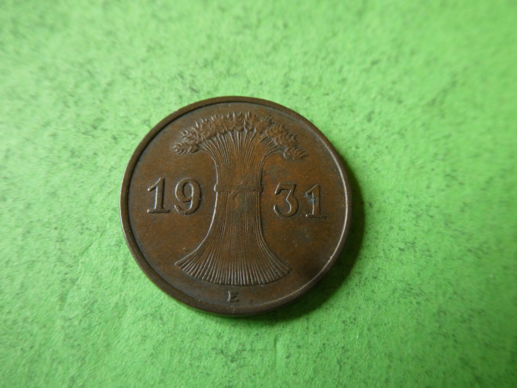 Alle Münzen: Dt. Reich 1931 E, 1 Reichspfennig – Gebraucht aus Hinterforst von Rohusri 1