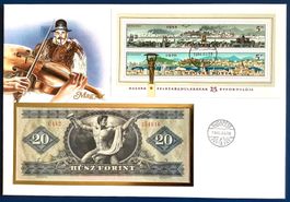 1986 Ungarn Banknoten Brief mit Block Budapest 1945 - 1970