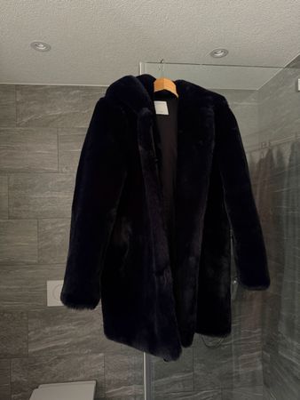 Sandro Kunstfell Mantel Navyblue  