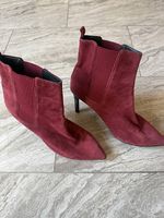 BURGUNDY SUEDE HEELED ANKLE BOOTS size 40
