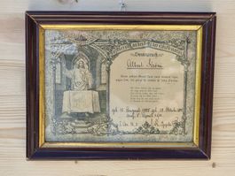 Konfirmationsurkunde gerahmt 22x18cm antik Zustand gut