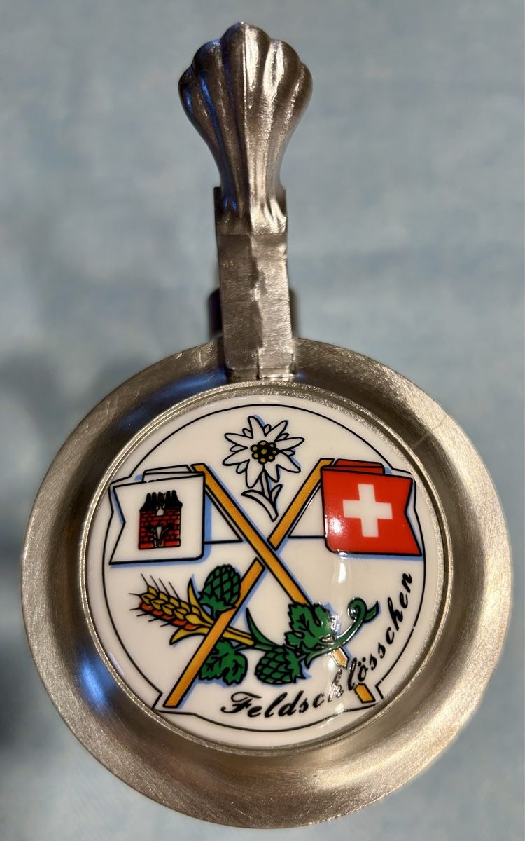 Feldschlösschen Gläser: Bierkrug mit Zinndeckel Feldschlösschen – Gebraucht aus Lengnau AG von Mefari 4