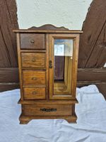 Schmuckschrank Holz mit Schubladen und Spiegel 35x23x14cm
