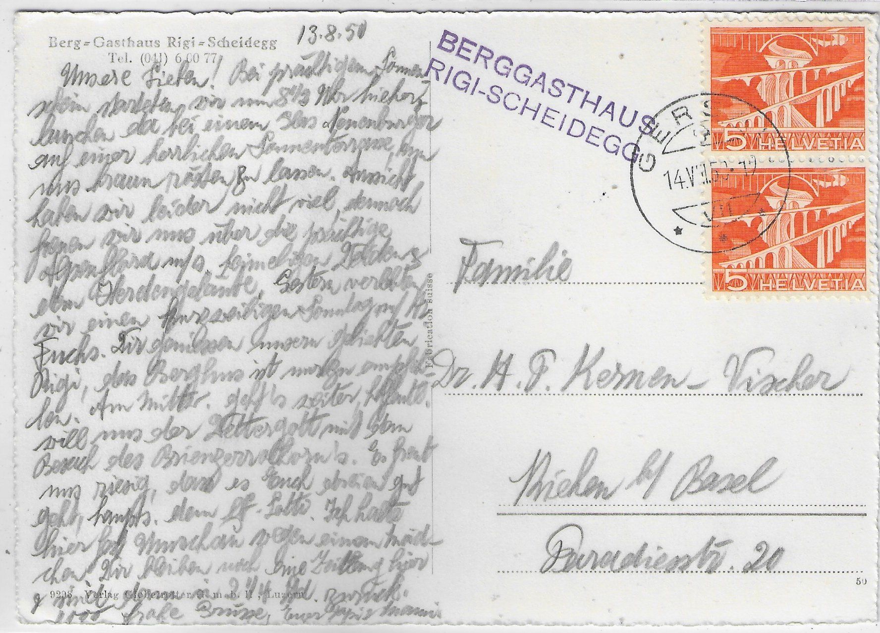 Cartoline postali: Berg- und Gasthaus Rigi-Scheidegg – Usato da Ettingen venduto da Kartenplanet 1