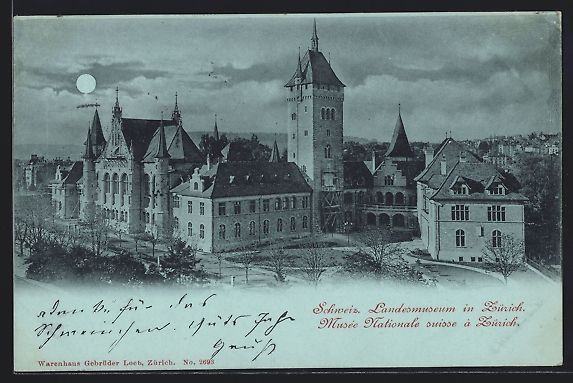 Cartoline postali: Mondschein-AK Zürich, Am Schweizerische – Usato da Berlin venduto da bartko-reher
